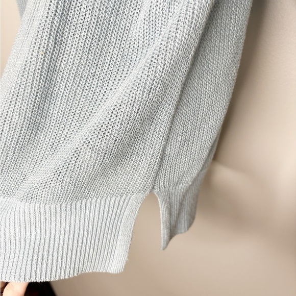 White + Warren Linen Blue Boxy Knit Women's Size Medium - Picture 3 of 5